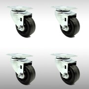 SERVICE CASTER 3 Inch SS Phenolic Wheel Swivel Top Plate Caster Set SCC-SS20S314-PHS-4